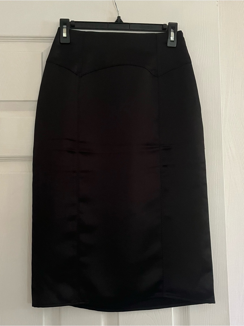 Express Super High Waisted Satin Seamed Midi Skirt